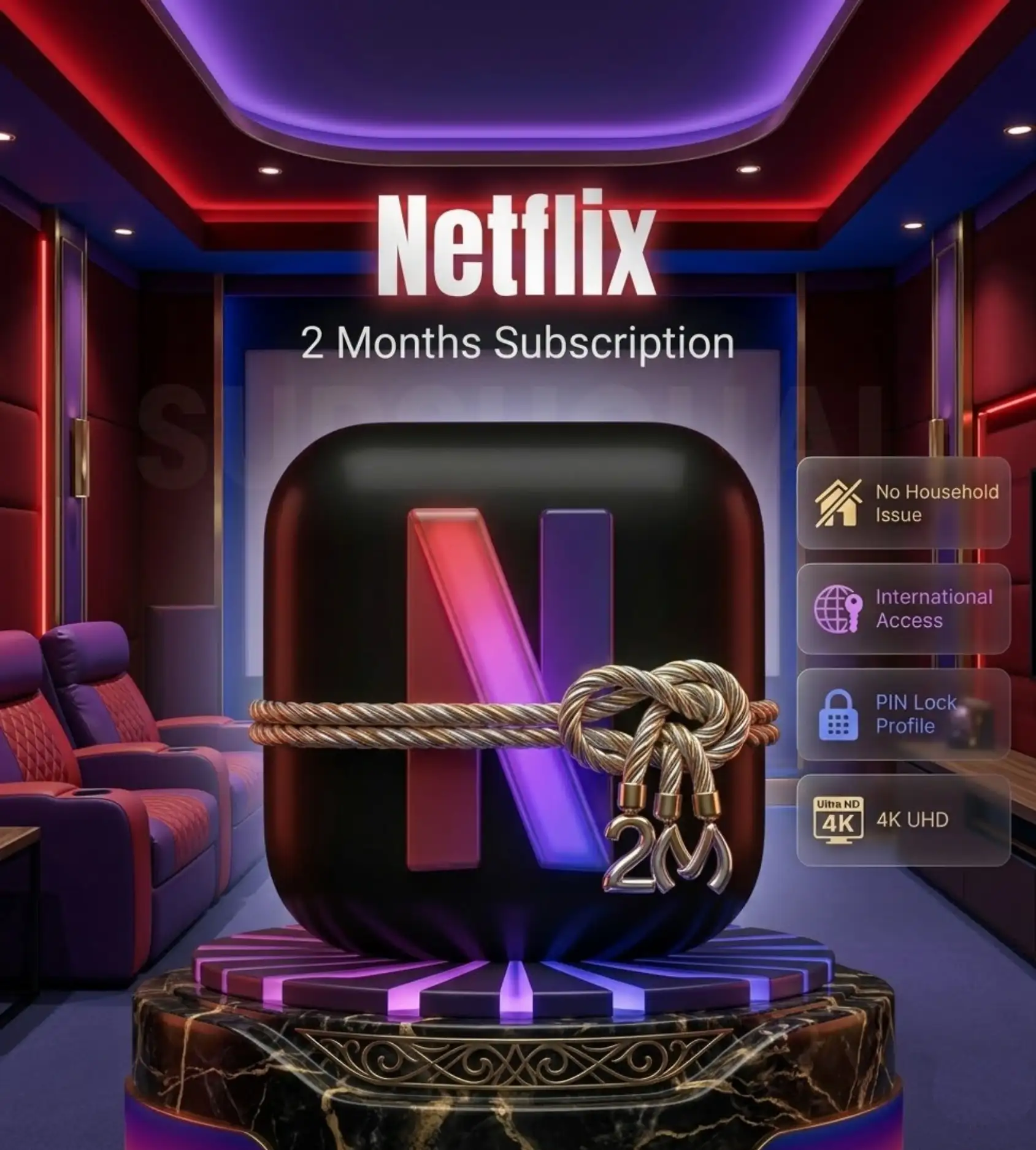 Netflix 4K UHD 2 Months Subscription Bangladesh private profile Ultra HD streaming BD price