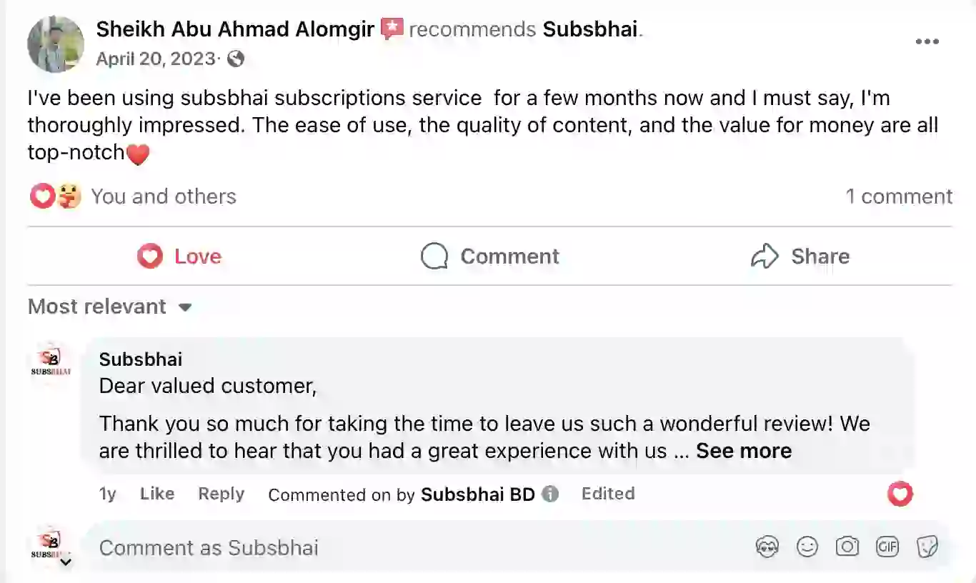 SubsBhai Verified Review 1