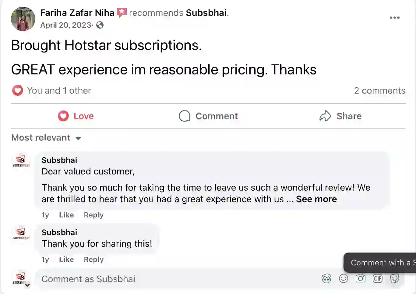 SubsBhai Verified Review 2